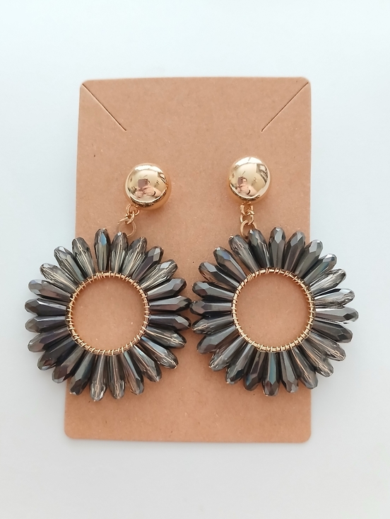 Fashion Jewelry Jewelry - Fashion Jewelry Gold-Tone Post Earrings with Smoky Gray Crystal Petals